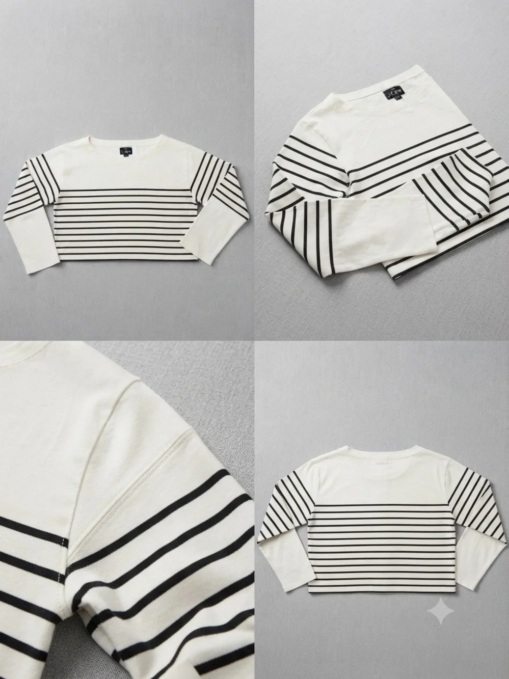 J. Crew Black and White Striped Crop Top Medium